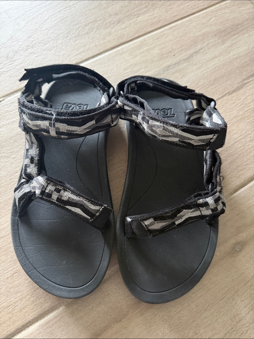 Kids Teva Black and Gray Adjustable Strap Sandals